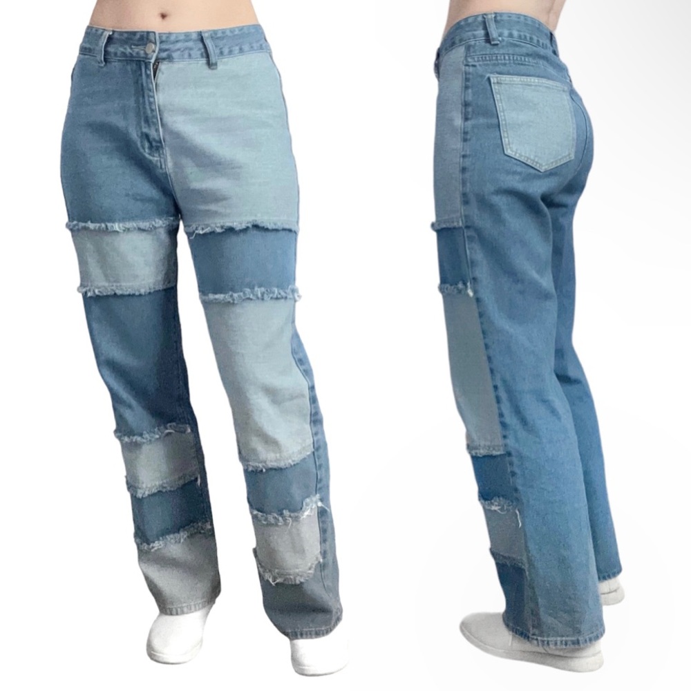 SHEIN Patchwork High Rise Jeans - Picture 2 of 7